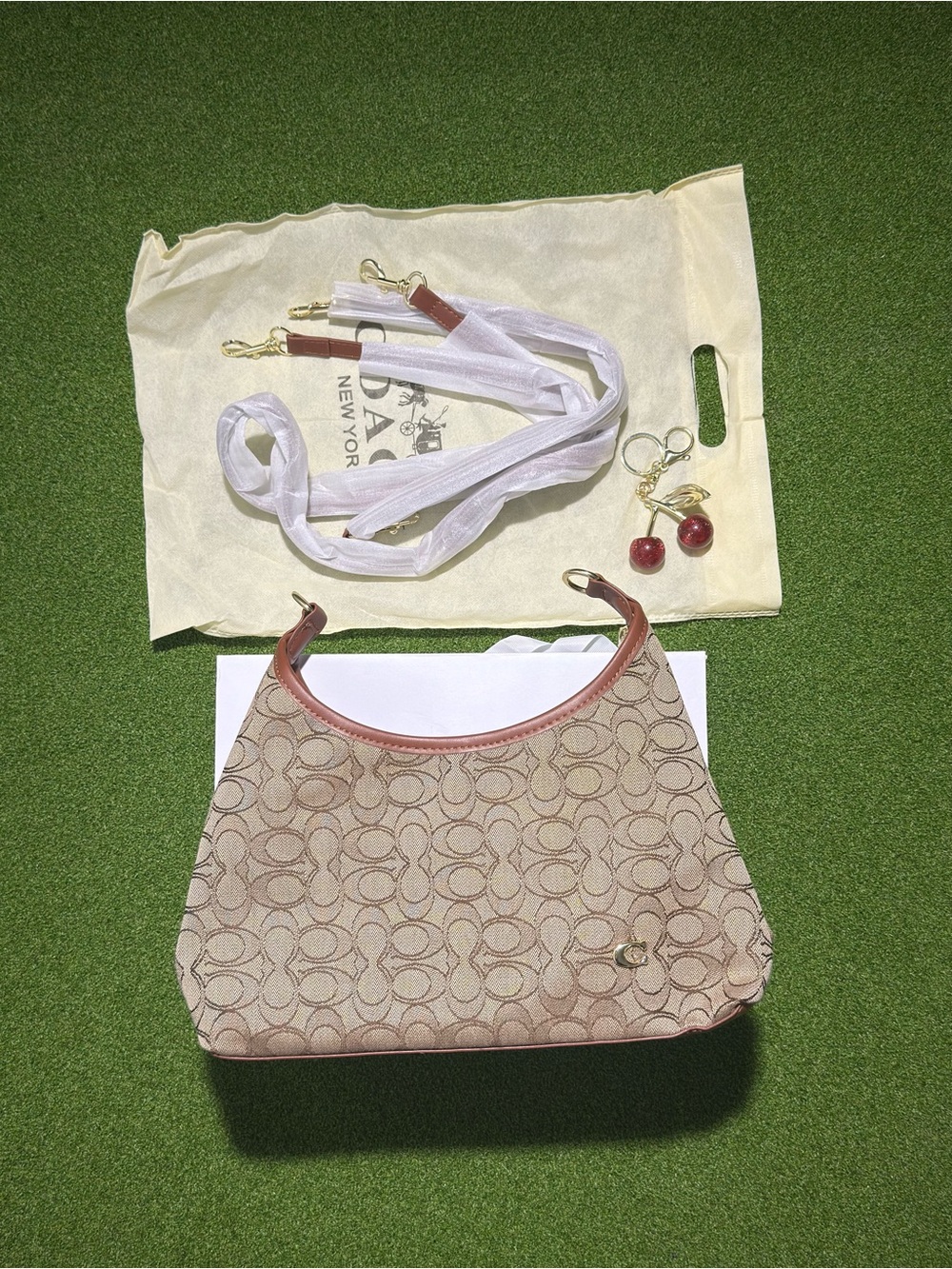 Coach - Beige Patterned Shoulder Bag